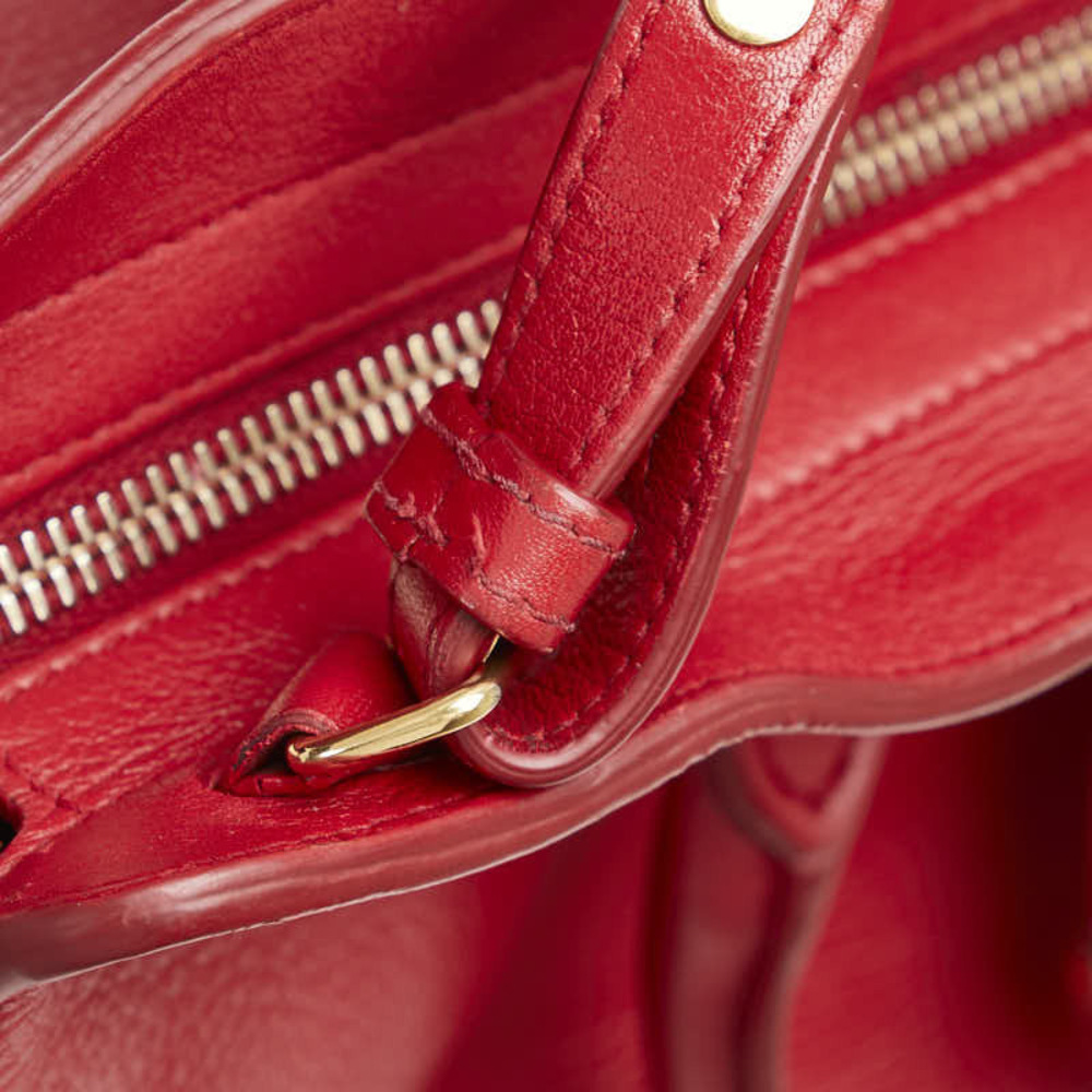Saint Laurent Cabas Handbag Shoulder Bag Red Leather - Picture 5 of 9